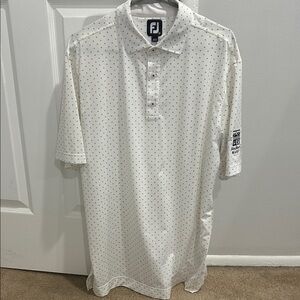 FootJoy Men's Polo with White and Navy Dots with CC logo